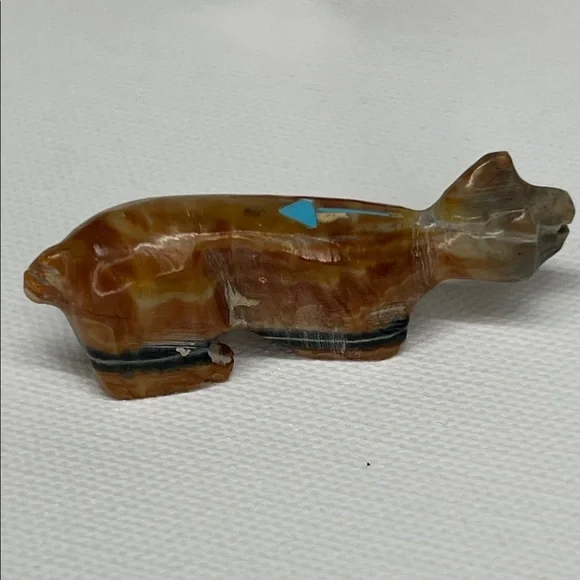 Handcrafted Picasso stone Bobcat Figurine - Picture 5 of 5